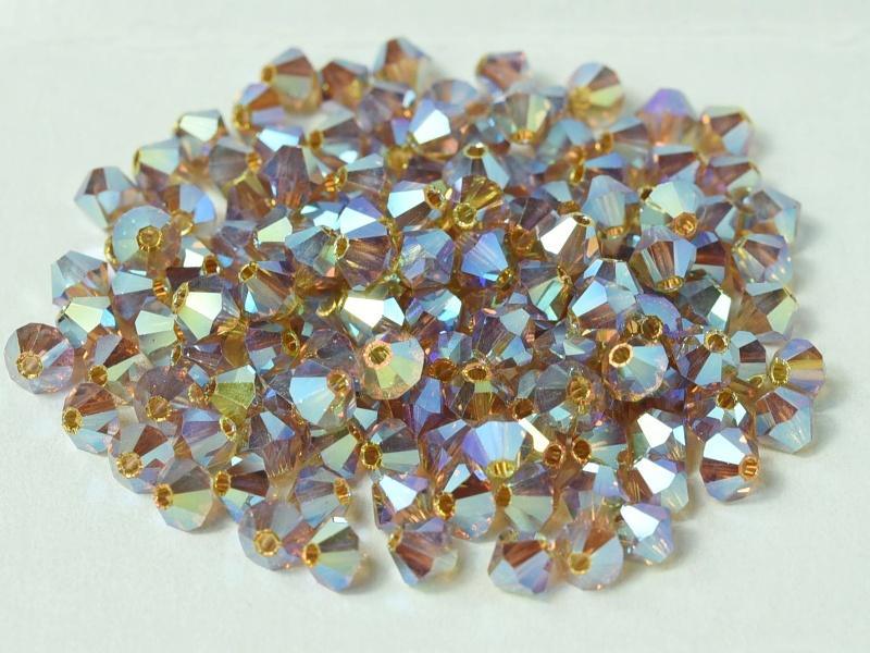 Tjeckiska Bicone - LT Colorado Topaz 2x AB, 4 mm, 24-pack Preciosa
