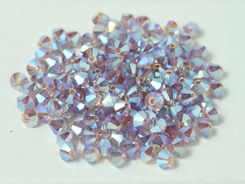 Tjeckiska Bicone - LT Amethyst 2x AB, 4 mm, 24-pack Preciosa
