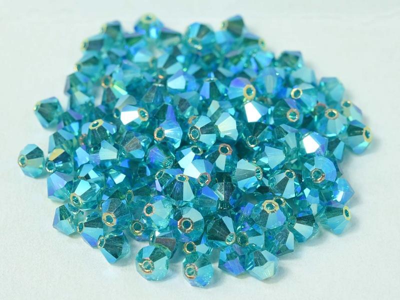 Tjeckiska Bicone - Blue Zircone 2x AB, 4 mm, 24-pack Preciosa