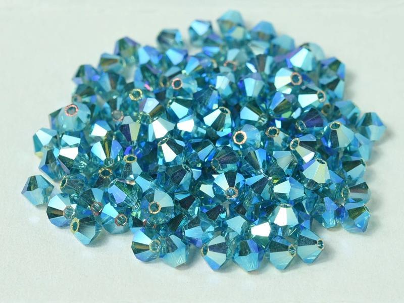 Tjeckiska Bicone - Indicolite 2x AB, 4 mm, 24-pack Preciosa