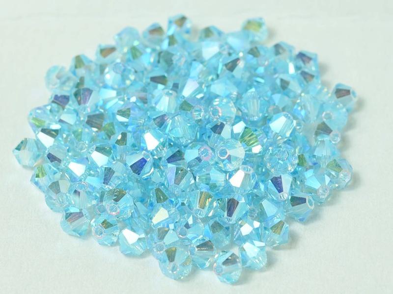 Tjeckiska Bicone - Aqua Bohemica 2x AB, 4 mm, 24-pack Preciosa