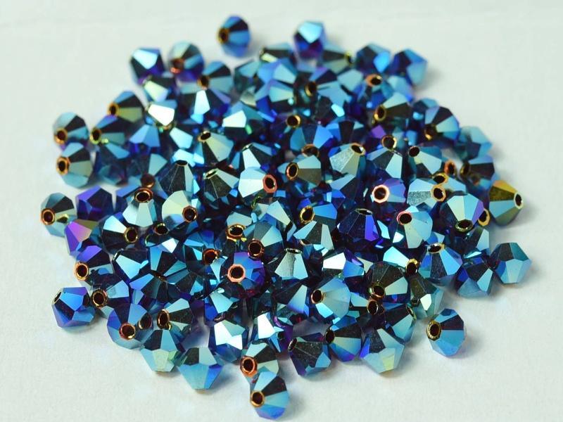 Tjeckiska Bicone - Siam 2x AB, 4 mm, 24-pack Preciosa