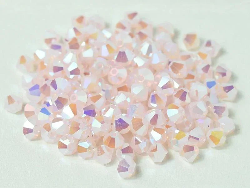 Tjeckiska Bicone - Rose Opal 2x AB, 4 mm, 24-pack Preciosa