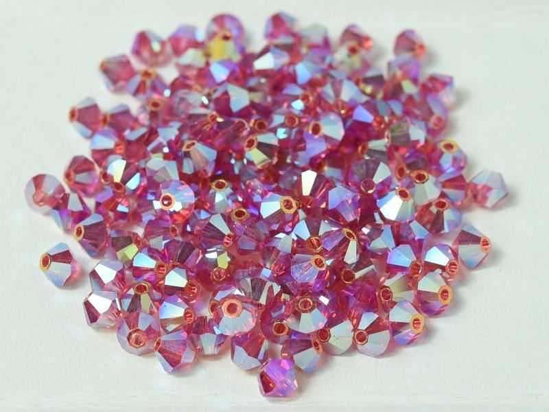Tjeckiska Bicone - Rose 2x AB, 4 mm, 24-pack Preciosa