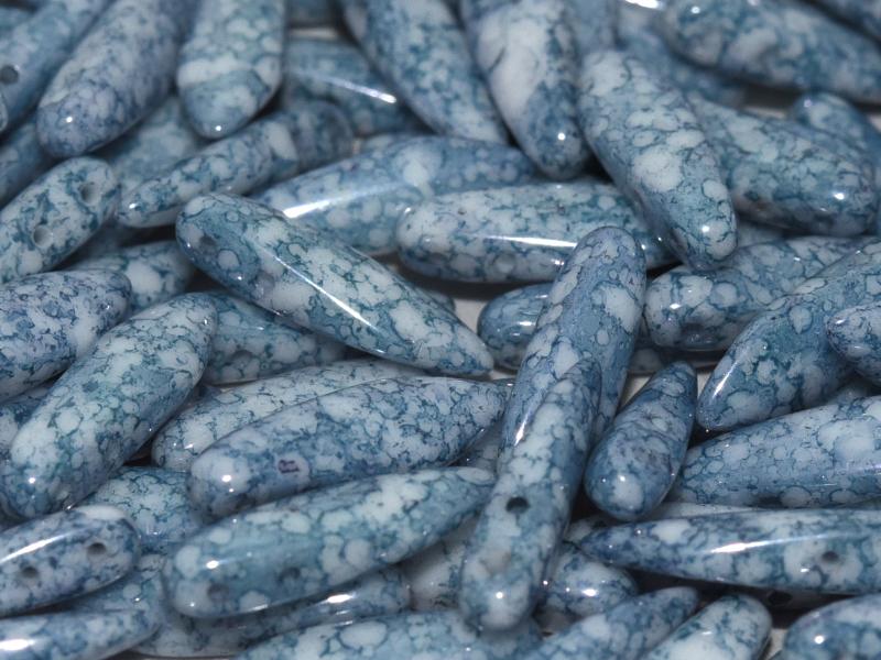 2-Hole Dagger - Chalk White Teracota Blue 5x16mm, 10-pack Hilmas Pyssel