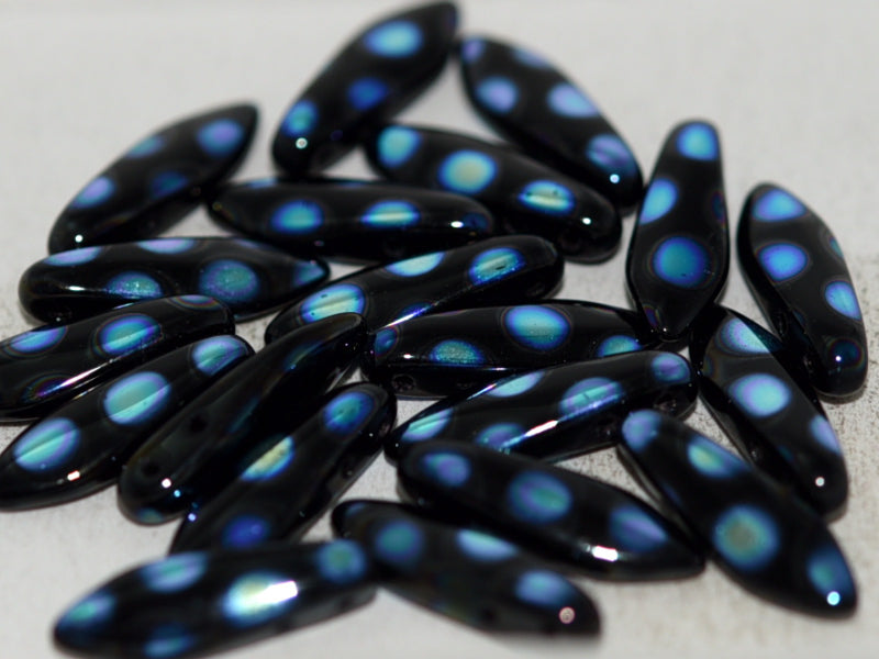 2-Hole Dagger - Jet AB Dots 5x16mm, 10-Pack Hilmas Pyssel