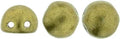 CzechMates Cabochon - Saturated Metallic Golden Lime 7mm 2-håls, 10-pack CzechMates