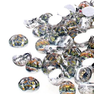 Baroque Cabochon - Backlit Tequila Oval 8x6mm 2-håls 10-pack Hilmas Pyssel