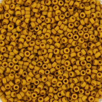Miyuki Seed Beads - Opaque Matte Mustard 15/0, 10 gram Miyuki
