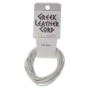 Grekiskt Läderband 2 mm - Vit, 5m Beadsmith