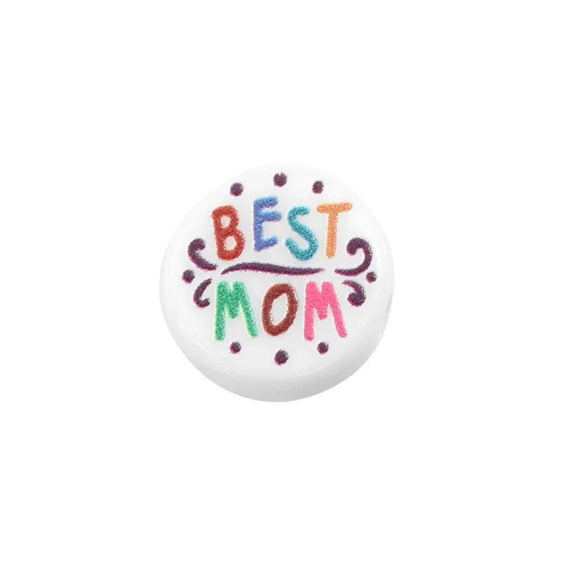 Pärla Akryl - Rund Best Mom 12mm 1 styck Hilmas Pyssel