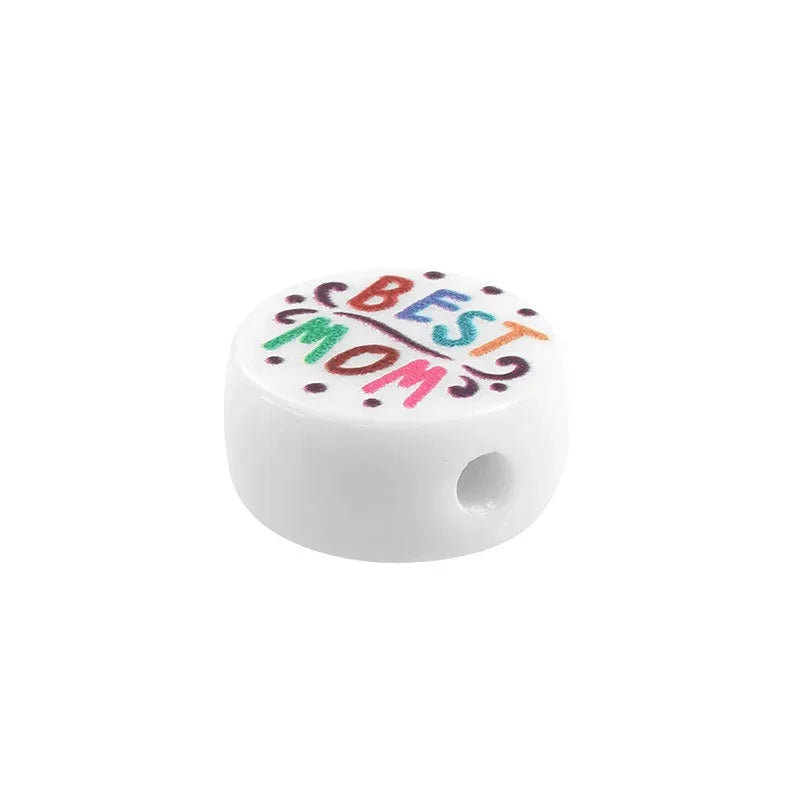 Pärla Akryl - Rund Best Mom 12mm 1 styck Hilmas Pyssel