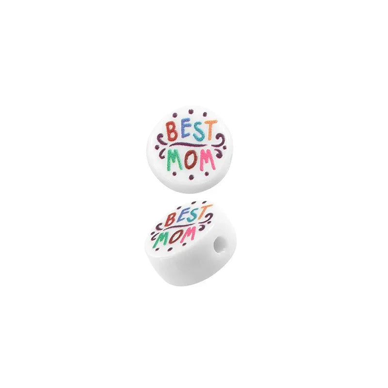 Pärla Akryl - Rund Best Mom 12mm 1 styck Hilmas Pyssel