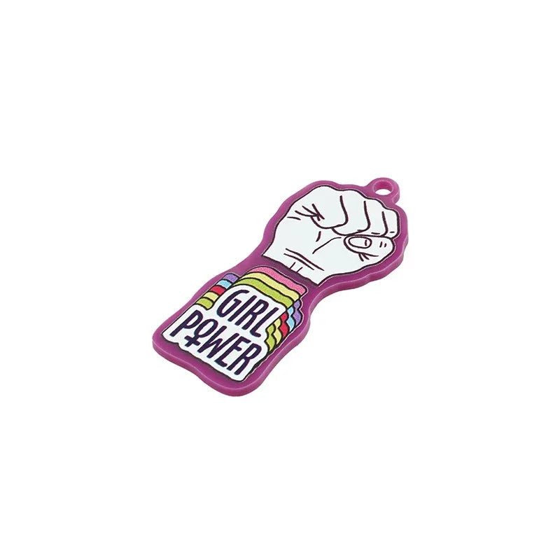 Hänge Plexi/Akryl - Girl Power 22x45mm 1 styck Hilmas Pyssel