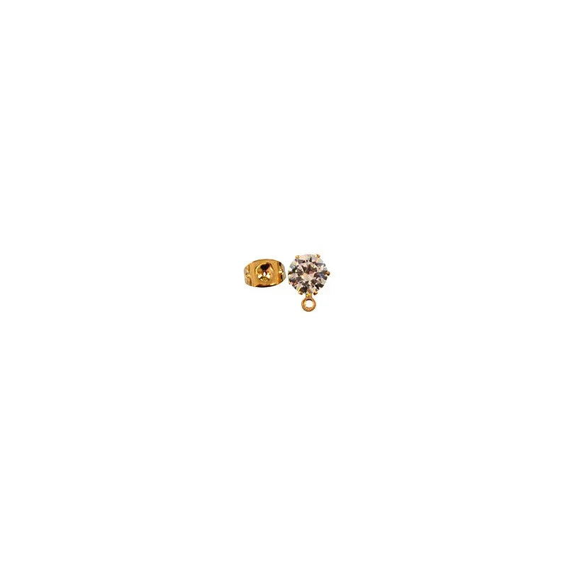 Örstickare Guldfärgad - med Zircon Sten 6mm, 2-pack Grekisk Metall