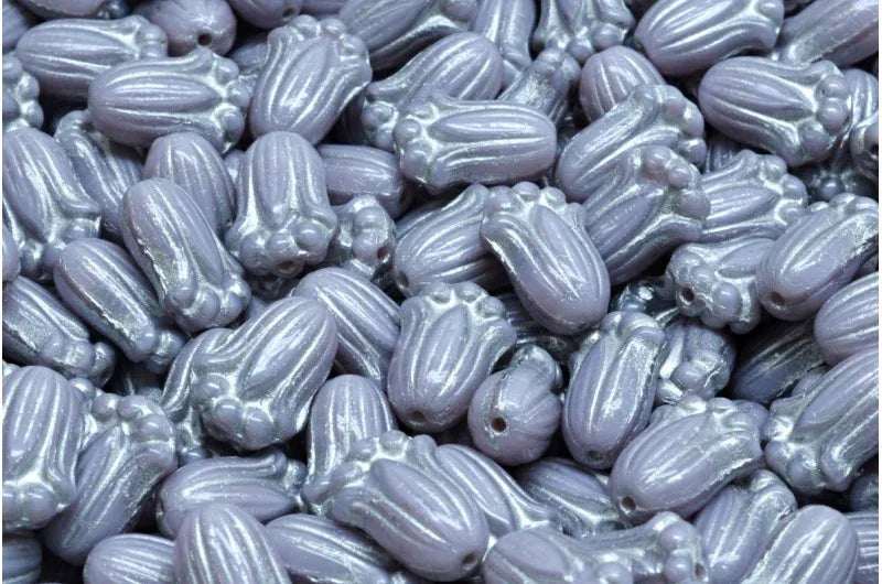 Tulip Bud Bead - Light Violet / Silver 12x8mm, 20-pack Hilmas Pyssel