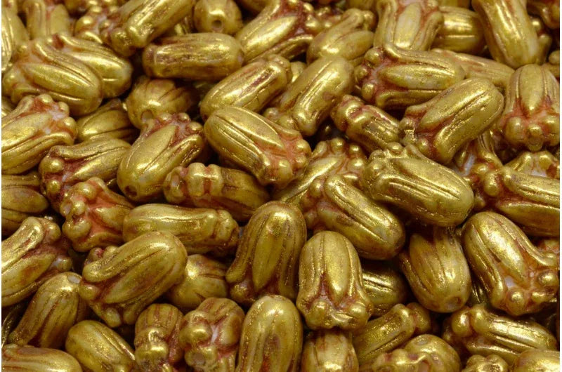 Tulip Bud Bead - Alabaster / Gold 12x8mm, 20-pack Hilmas Pyssel