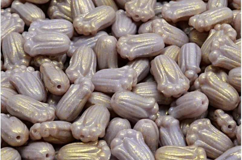 Tulip Bud Bead - Lila / Gold 12x8mm, 20-pack Hilmas Pyssel