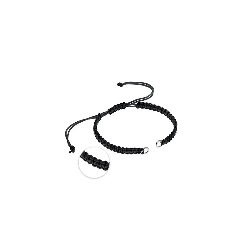 Makramé armband - Svart med silverringar 1 styck Grekisk Metall