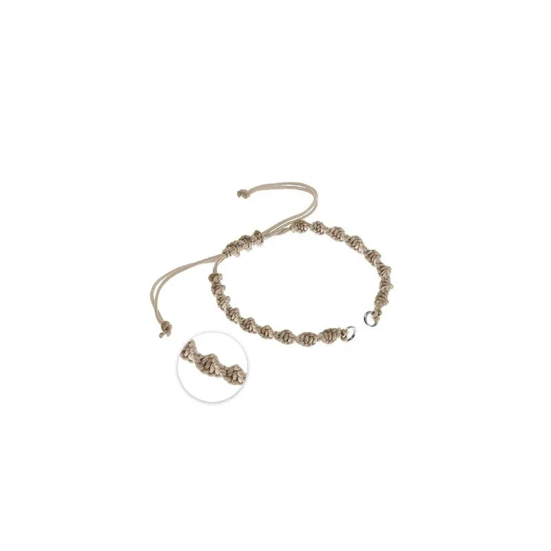 Makramé armband - Beige skruvad med silverringar 1 styck Grekisk Metall