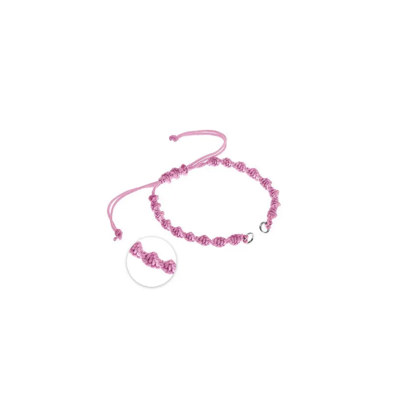 Makramé armband - Rosa skruvad med silverringar 1 styck Grekisk Metall