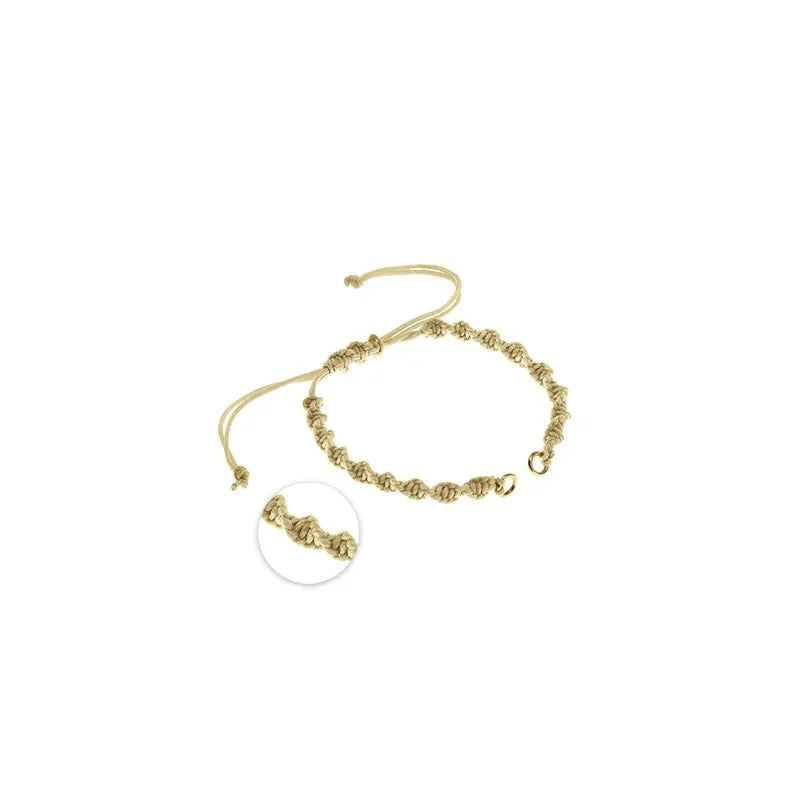 Makramé armband - Ivory skruvad med guldringar 1 styck Grekisk Metall