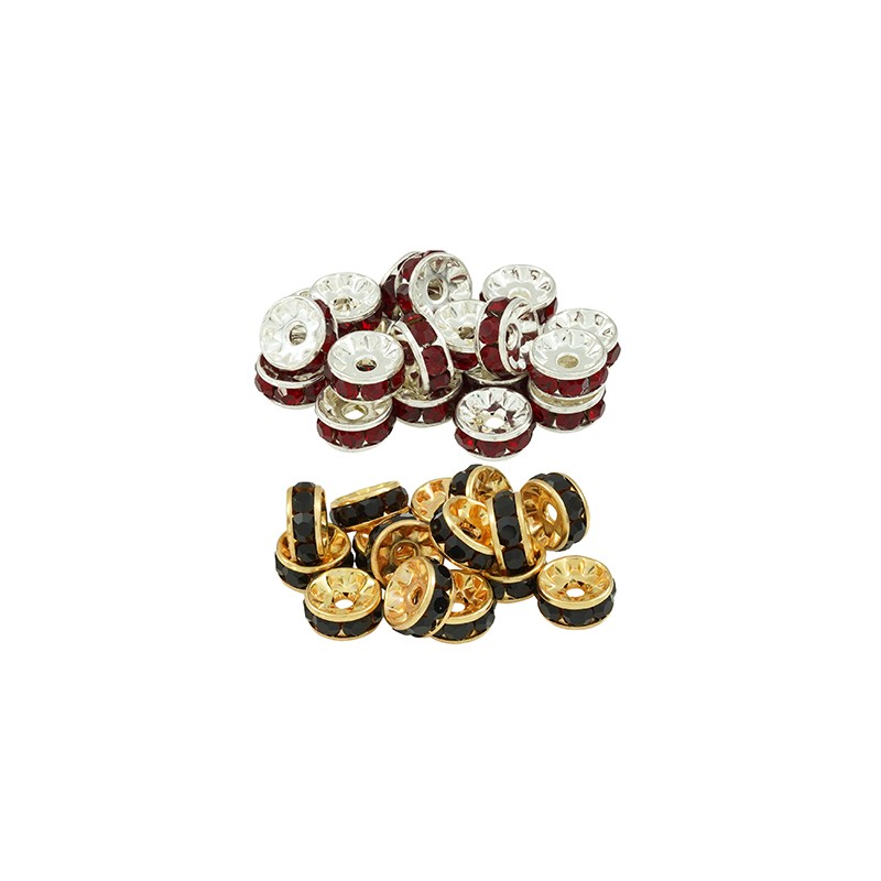 Preciosa Strassrondell - Silver/Röd 9mm, 1 Styck Preciosa