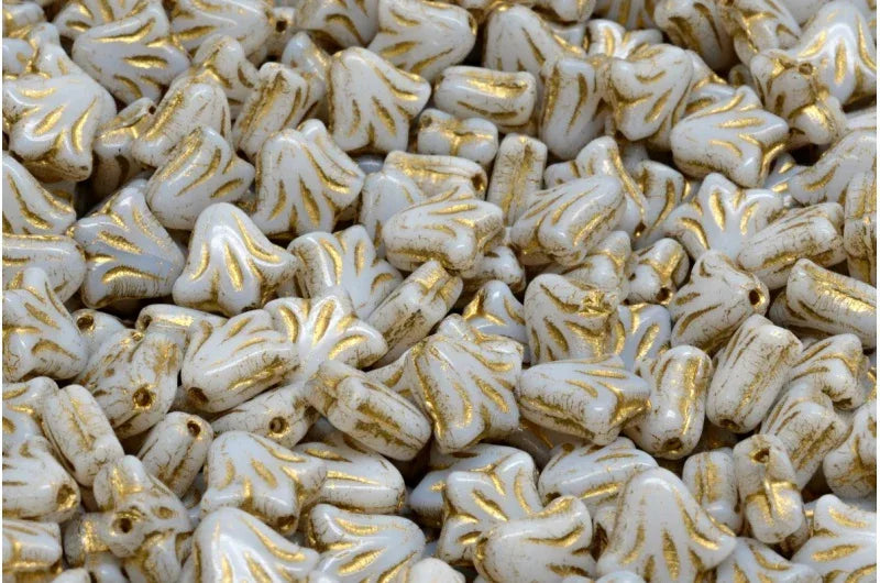 Lily Flower Bead - White / Gold 9mm, 20-pack Hilmas Pyssel