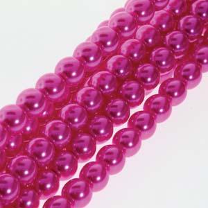 Tjeckiska vaxade glaspärlor - Hot Pink 6mm, 1 sträng Hilmas Pyssel