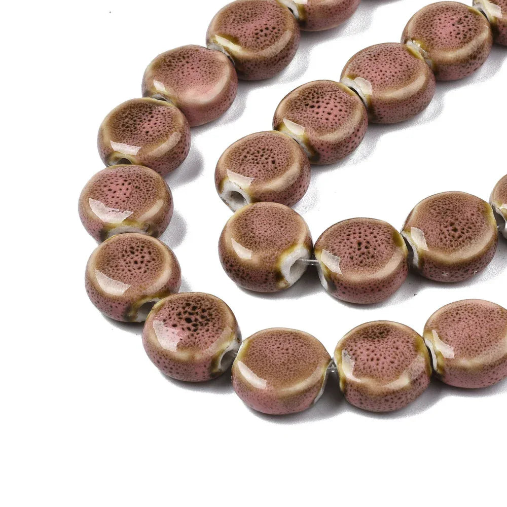 Porslinspärla - Platt Rund Rosa 1 Styck Hilmas Pyssel