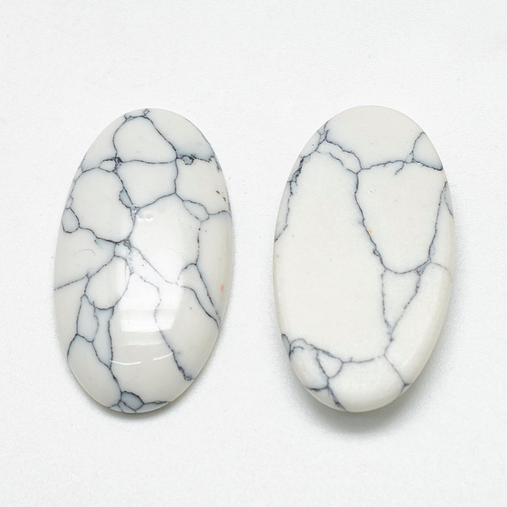 Cabochon Imiterad Turkos - Oval Vit 20x10mm 1 styck Hilmas Pyssel