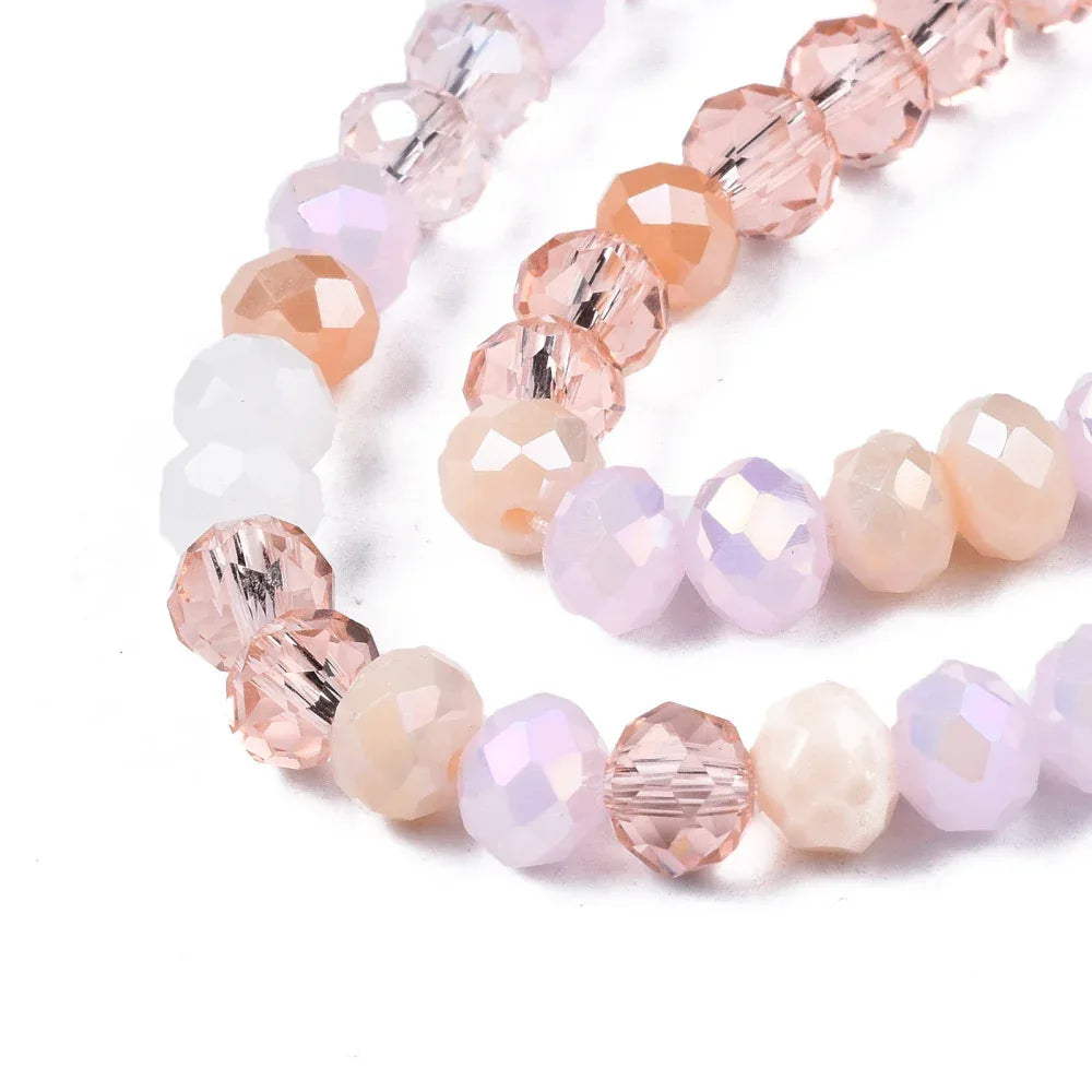 Facetterade glaspärlor - Rosa Mix, 6x5mm 1 sträng Hilmas Pyssel