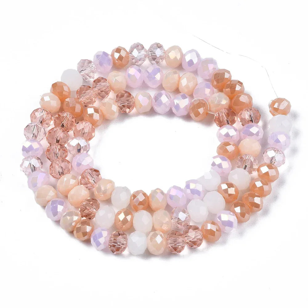 Facetterade glaspärlor - Rosa Mix, 6x5mm 1 sträng Hilmas Pyssel