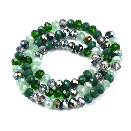Facetterade glaspärlor - Grön Mix, 6x5mm 1 sträng Hilmas Pyssel