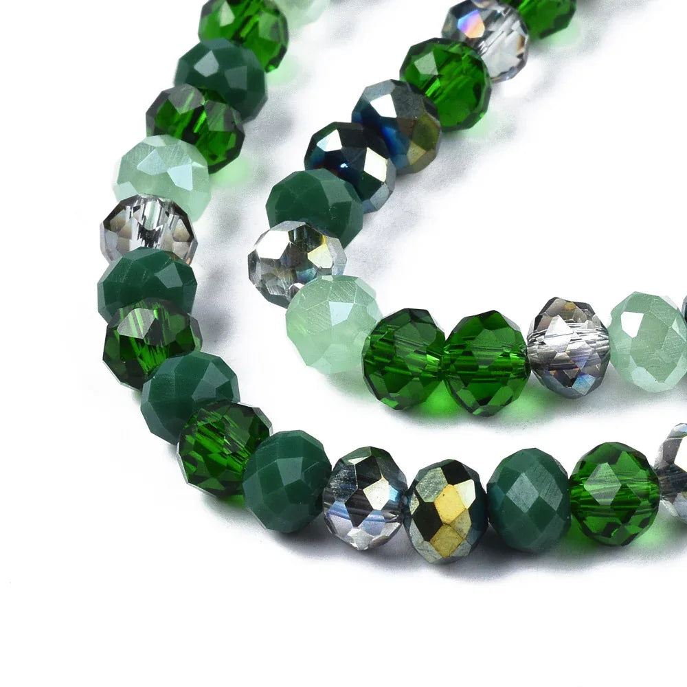 Facetterade glaspärlor - Grön Mix, 6x5mm 1 sträng Hilmas Pyssel