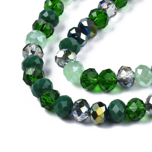 Facetterade glaspärlor - Grön Mix, 6x5mm 1 sträng Hilmas Pyssel