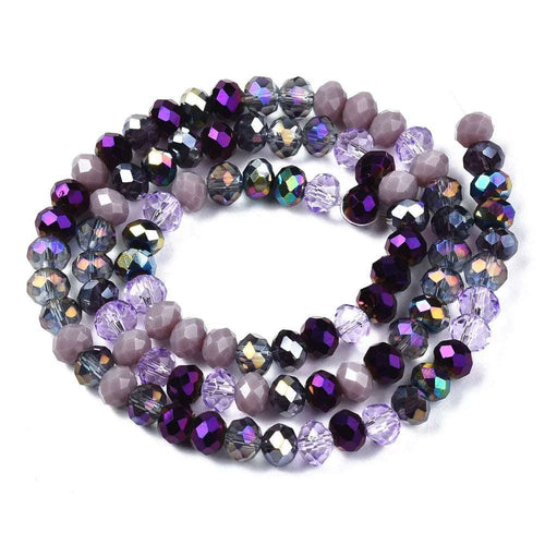 Facetterade glaspärlor - Lila Mix, 6x5mm 1 sträng Hilmas Pyssel