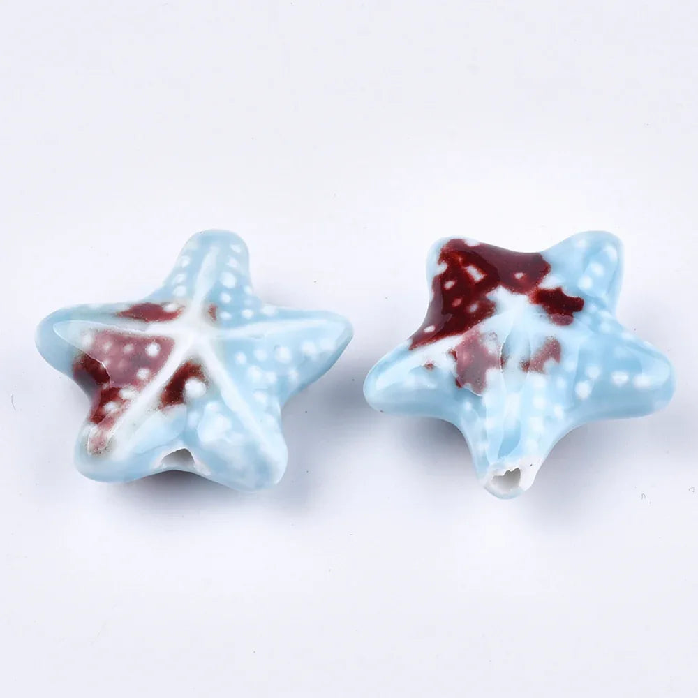 Porslinspärla - Sjöstjärna, Blå 1 styck Hilmas Pyssel