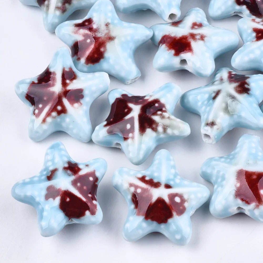 Porslinspärla - Sjöstjärna, Blå 1 styck Hilmas Pyssel