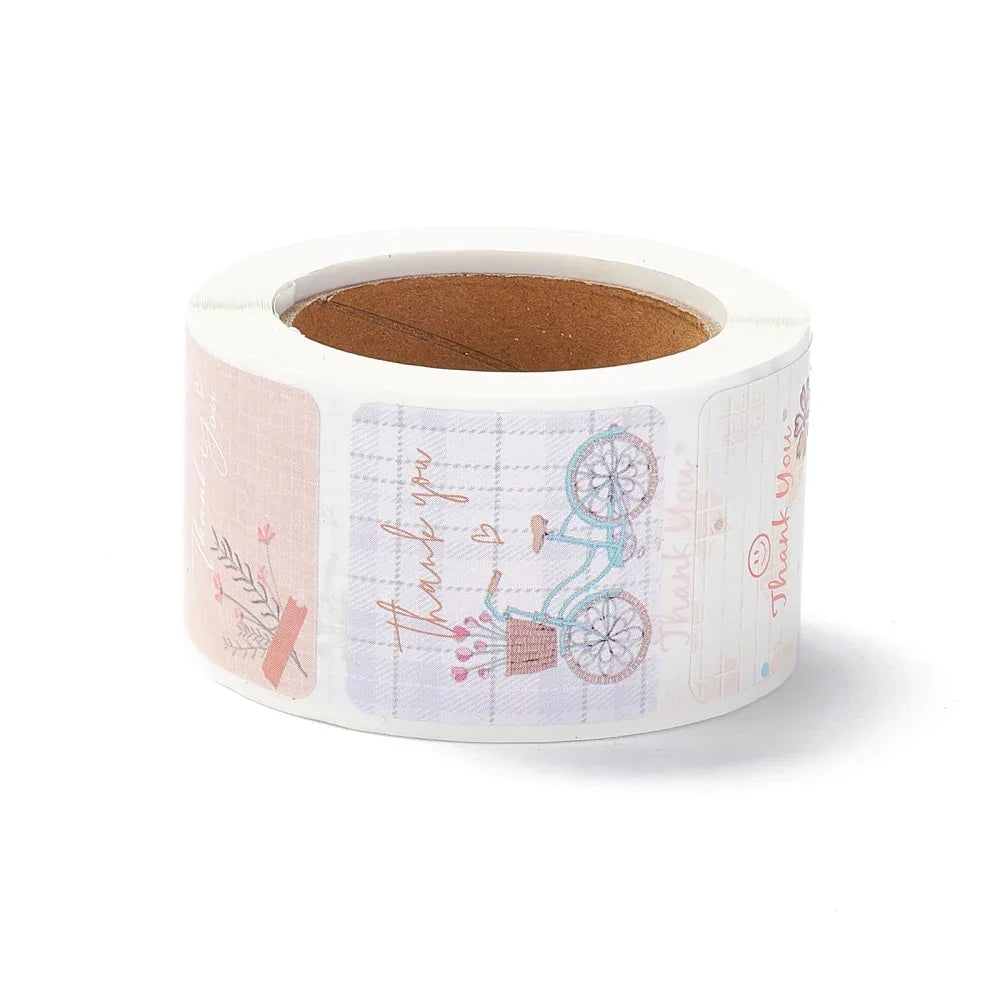 Klistermärken - Fyrkantig Thank You Mixad 1 Rulle Hilmas Pyssel