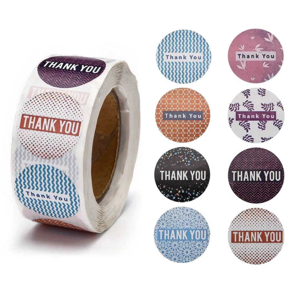 Klistermärken - Rund Thank You Mix - 1 Rulle Hilmas Pyssel