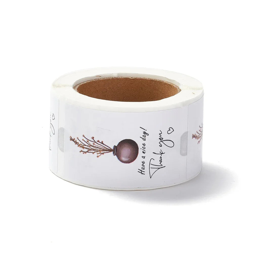 Rektangulära Klistermärken - Thank You Blomma 1 Rulle Hilmas Pyssel