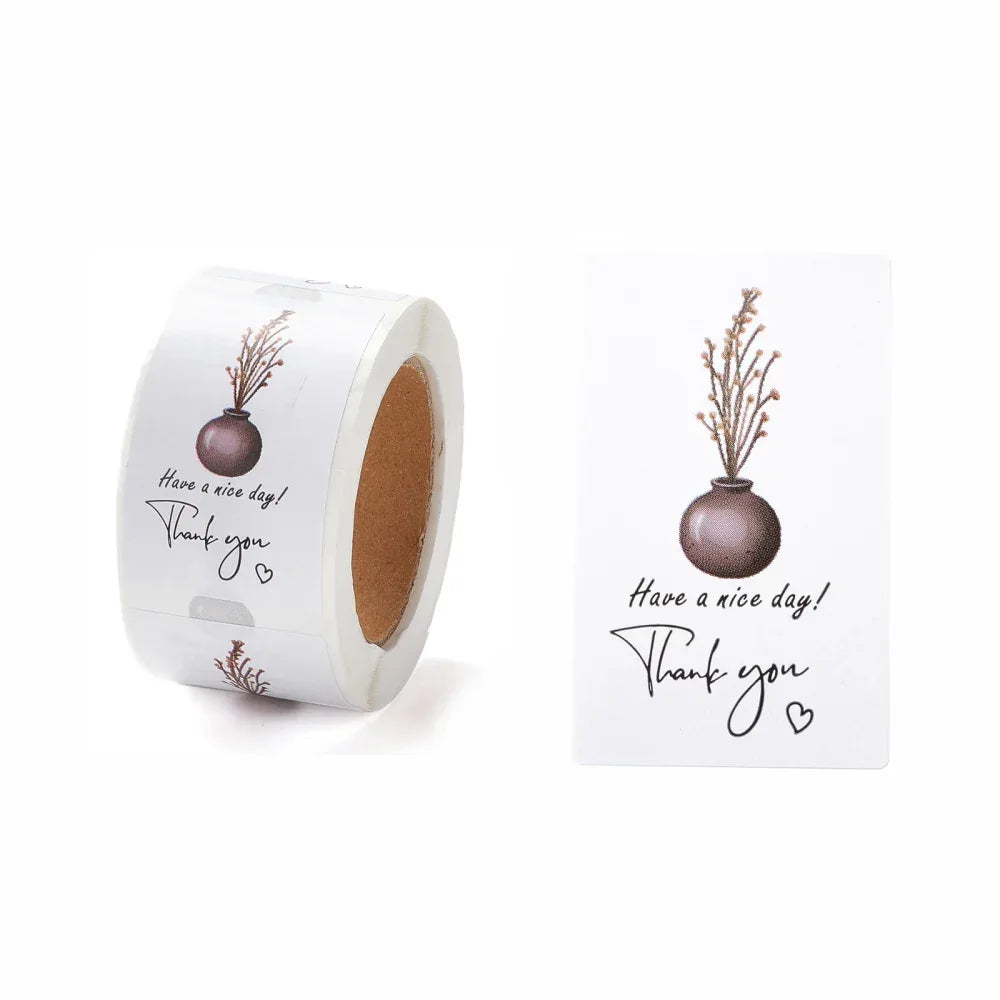 Rektangulära Klistermärken - Thank You Blomma 1 Rulle Hilmas Pyssel