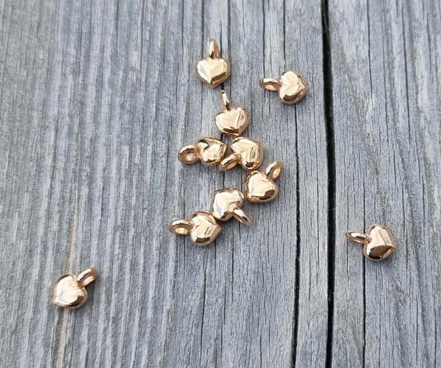 Berlock Roséguldfärgad - Mini bulligt hjärta 5mm, 10-pack Grekisk Metall