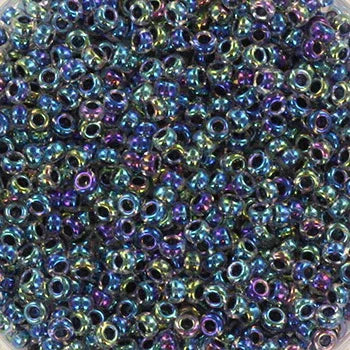 Miyuki Seed Beads - Noir Lined Crystal AB 11/0, 10 Gram Miyuki