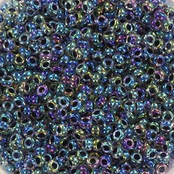 Miyuki Seed Beads - Noir Lined Crystal AB 11/0, 10 Gram Miyuki
