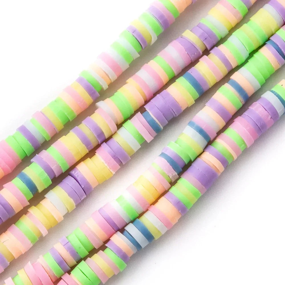 Heishi Pärlor - Pastell Mix 4mm 1 Sträng Hilmas Pyssel
