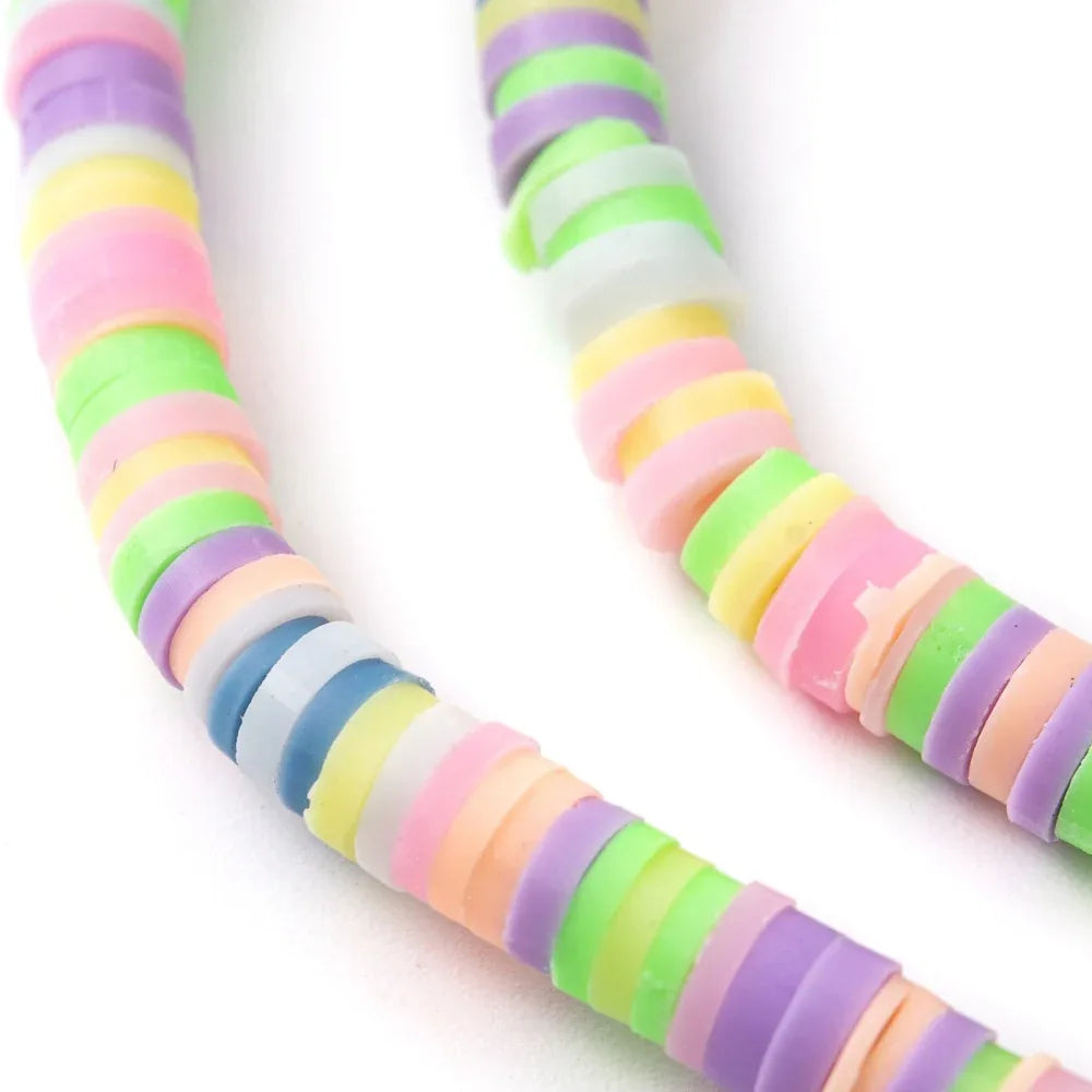 Heishi Pärlor - Pastell Mix 4mm 1 Sträng Hilmas Pyssel