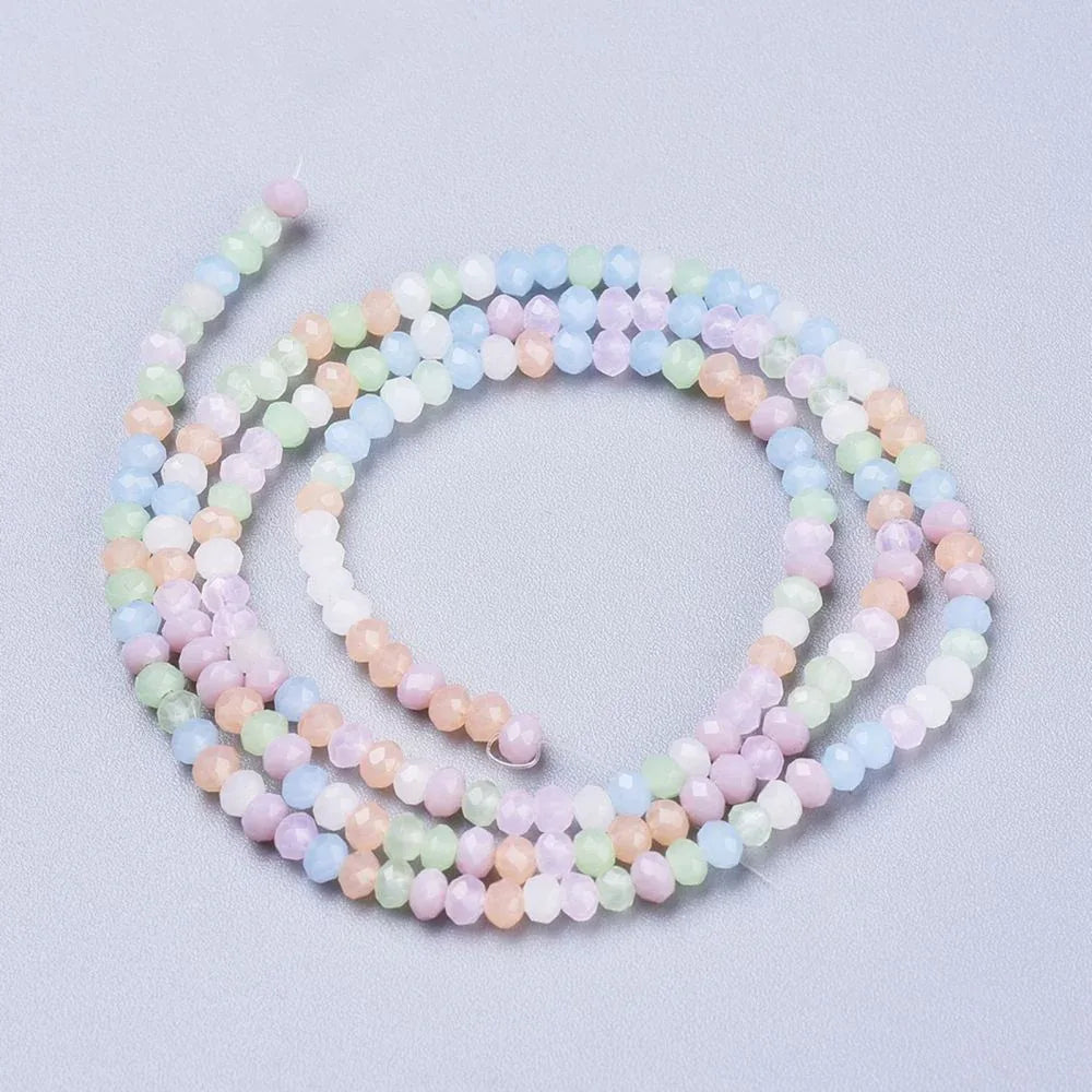 Facetterade glaspärlor - Pastell Mix 3x2,5mm 1 sträng Hilmas Pyssel