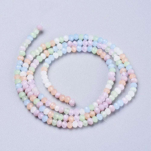 Facetterade glaspärlor - Pastell Mix 3x2,5mm 1 sträng Hilmas Pyssel
